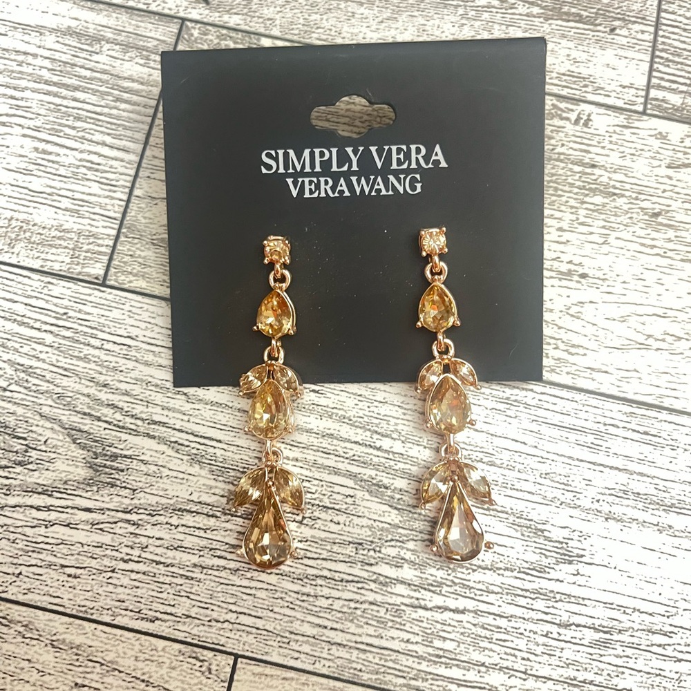 Simply Vera Vera Wang Gold Dangle Earrings with Crystal Accents